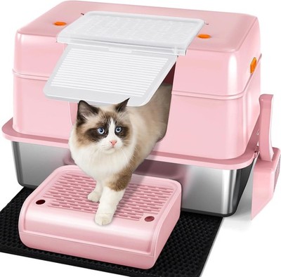 Vivifying Stainless Steel Cat Litter Tray, High-Sided, Removable and Metal