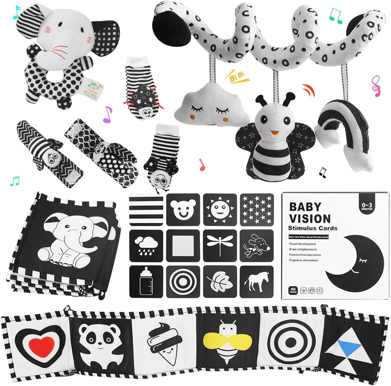 High Contrast Baby Toys for Newborn, Black and White Baby Toys, Newborn Toys 3 M