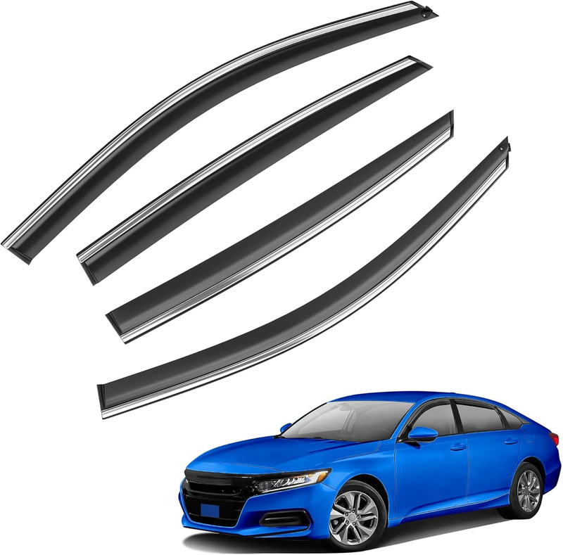Shatterproof Taped-On Window Rain Guards Deflectors for Honda Accord 2018-2022