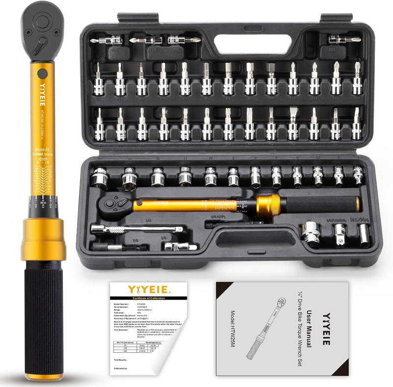 ◆mayu◆ 50Pcs Master Bike Torque Wrench Set, 1/4 Inch Drive, 10-220