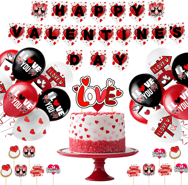Valentine'S Day Decoration Set, Include Love Foil Balloons, Confetti Balloons, F