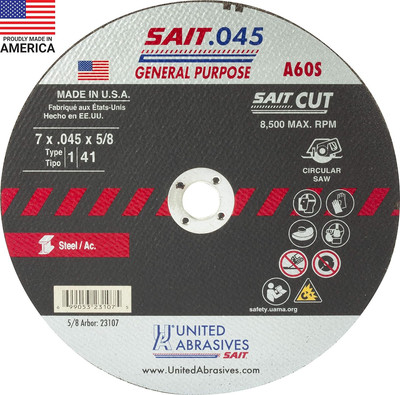 - SAIT 23107 A60S General Purpose Cut-Off Wheels (Type 1/Type 41 Flat) 7'' X .045