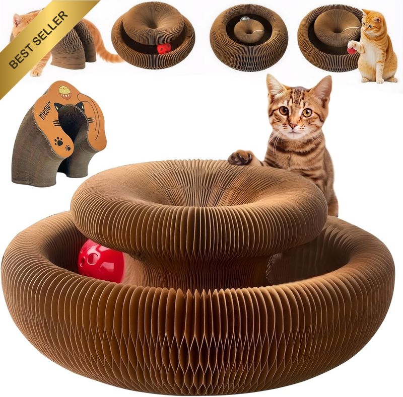 Kitty Kurlz Cat Scratcher Board Foldable Accordion Ball Interactive Toy