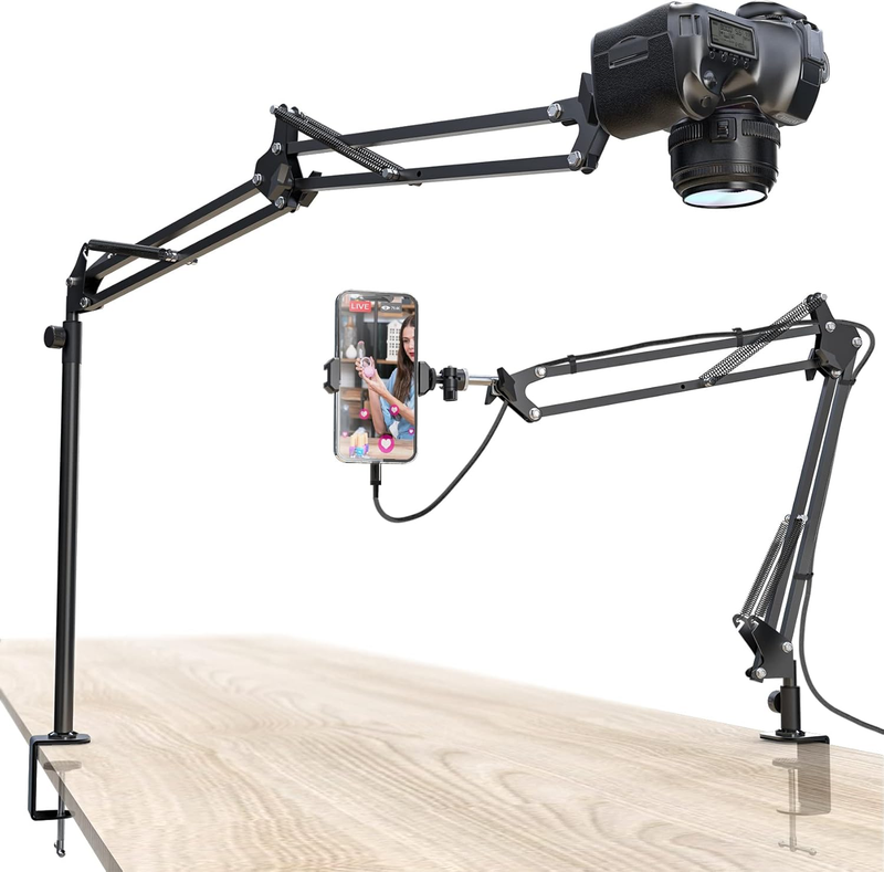 Overhead Camera Mount, 5lb Horizontal Load-Bearing, 360° Adjustable Camera Stand