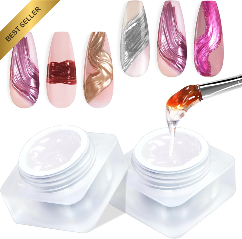 3D Nail Gel, Metallic 3D Sculpting Gel for Nail Art, 2-In-1 Clear Painting Sculp