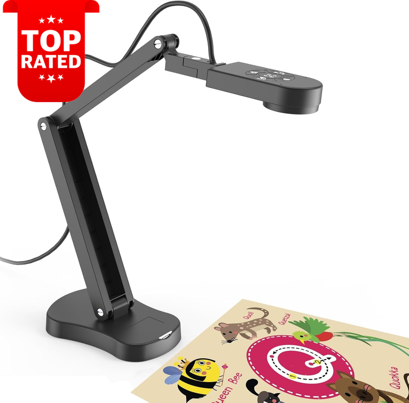 8MP USB Document Camera Classroom Visualizer 3-Level LED Light Dual Microphones