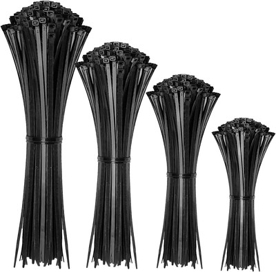 Cable Zip Ties,400 Pack Black Zip Ties Assorted Sizes 12+8+6+4 Self-Locking Ties