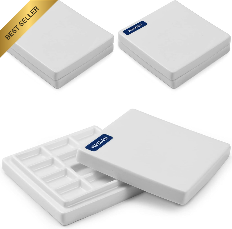 3 Pack of Ceramic Palette with Covers and Painting Palette for Watercolor and Go