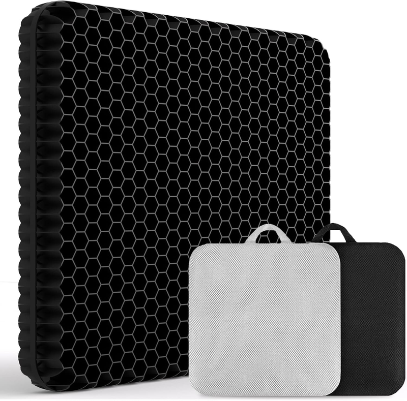 Extra-Large Gel Seat Cushion for Long Sitting - Back, Hip, Tailbone Pain Relief