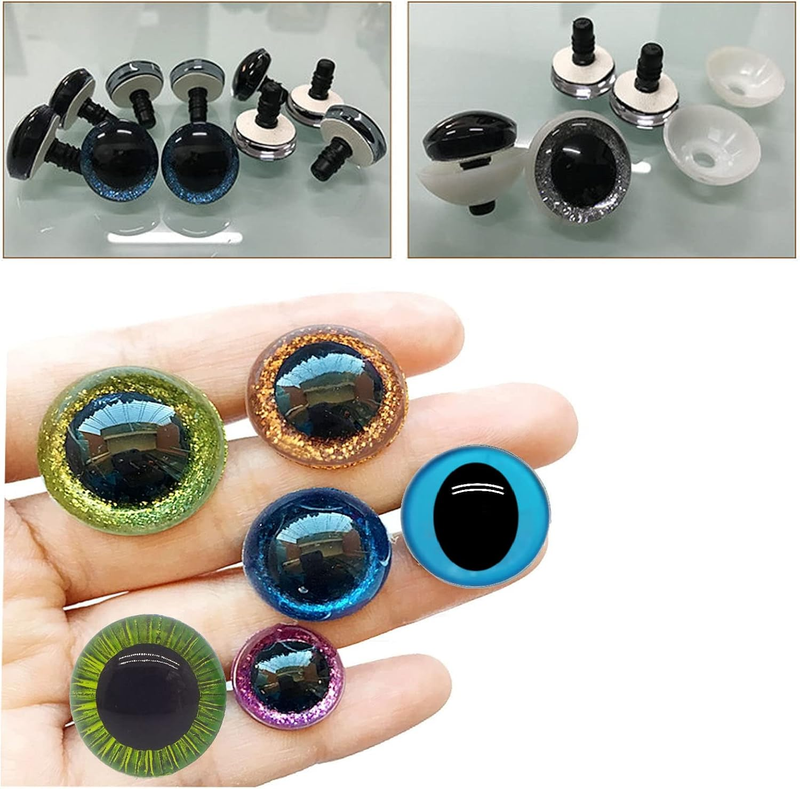 12-25mm ​Safety Eyes Crochet Kit, 56Pcs Assorted Color Plastic Animal Eyes with