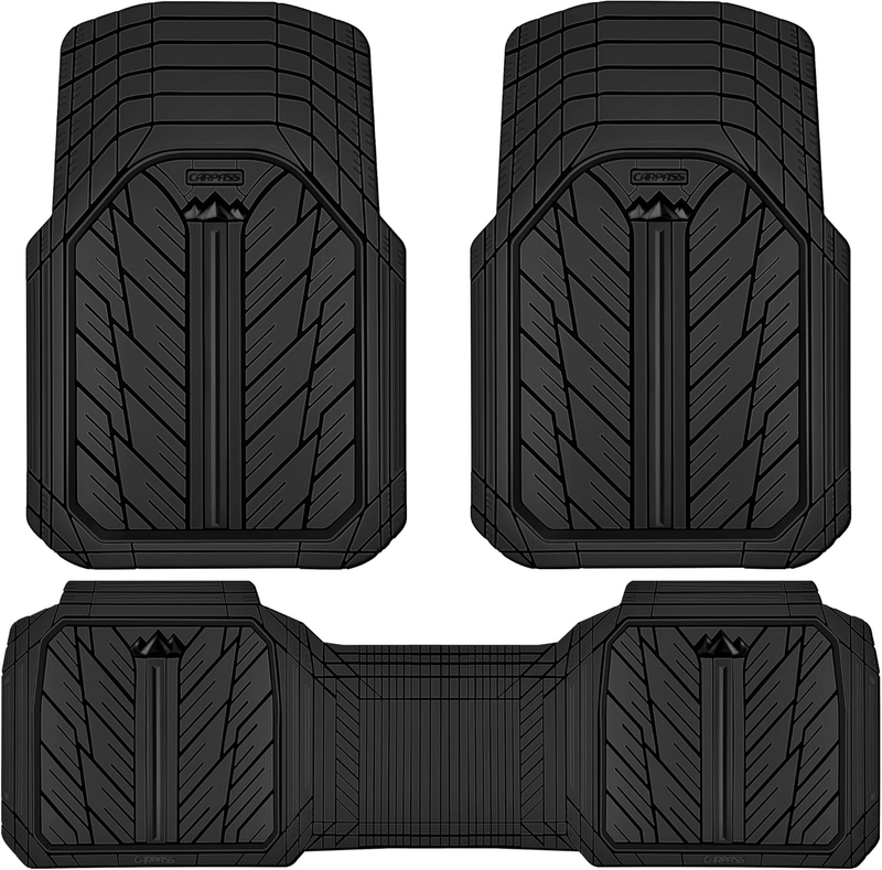 Heavy Rubber Car Floor Mats Deep Waterproof All Weather Universal Trim Fit Black