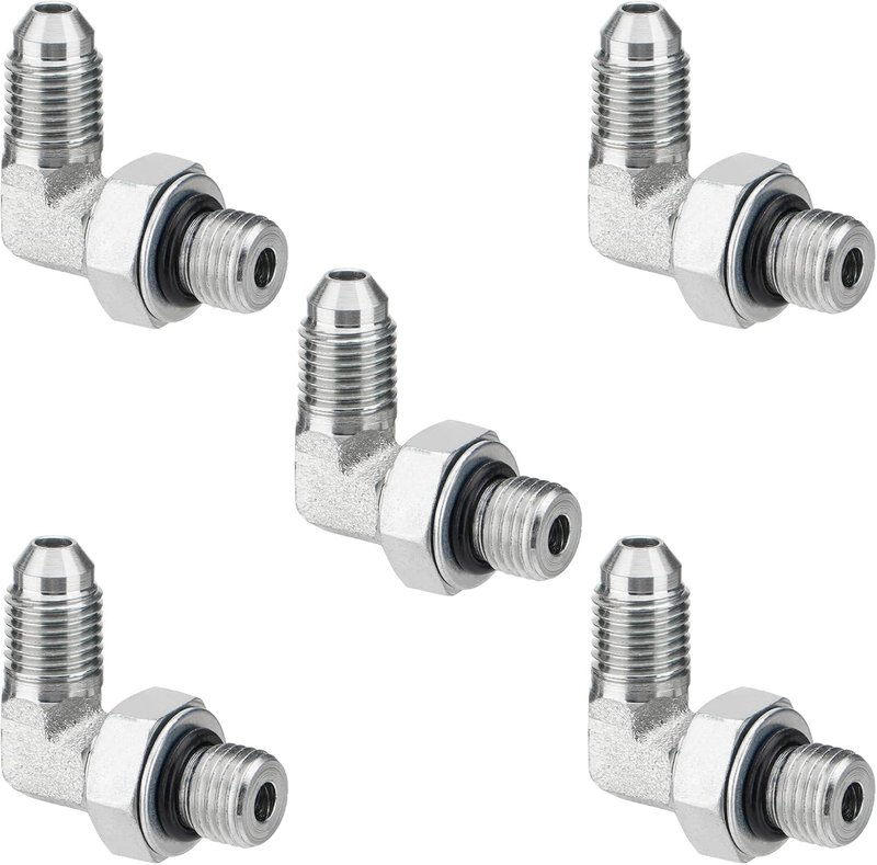 5 Pack 90 Degree Elbow Hydraulic Adapter Fittings: 1/4