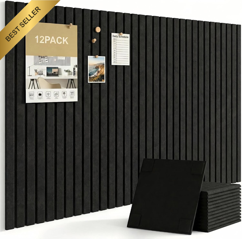 Felt Slatted Bulletin Board with Self-Adhesive, 30Cmx 30Cm-12 Pack Cork Board Al