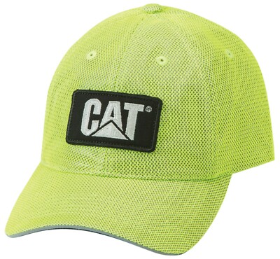 Caterpillar CAT Equipment Hi-Vis Safety Yellow Reflective Mesh Cap/Hat 