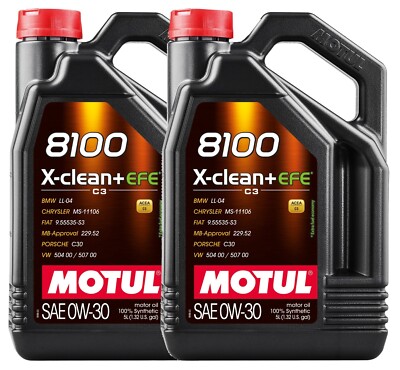 Motul 8100 X-CLEAN+ EFE 10 Liters SAE 0W-30 100% Synthetic Engine Oil 2 x 5L