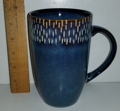 Meritage Blue Denim (Jasper/Cobalt) 22-ounce Stoneware Tall Latte Mug, new