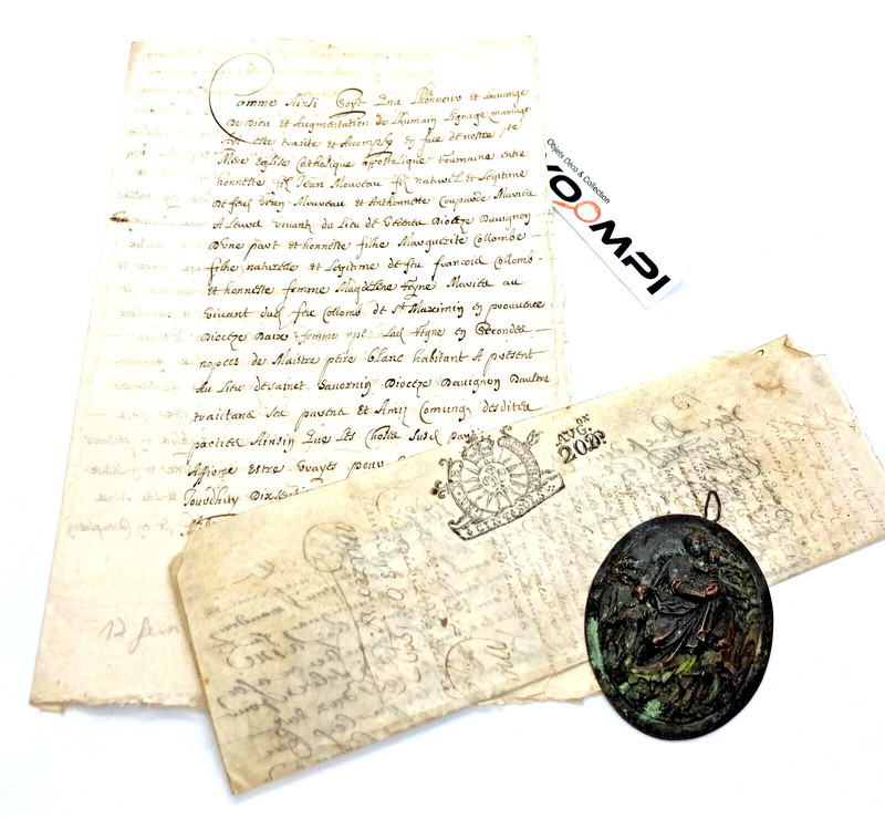 Objet Ancien Lot Parchemin Manuscrit Handwritten Parchment Pergament