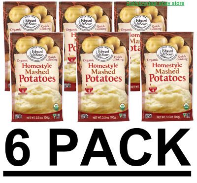 6 PACK Edward Sons Organic Mashed Potatoes Home Style, 3.5 Oz Each EXP: 07/2025