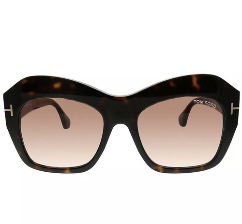 Pre-owned Tom Ford Emmanuelle Tf534 52f 54 Butterfly Brown Havana Women's Sunglasses