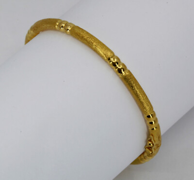 24K Solid Yellow Gold Brush Finished Bangle 13.2 Grams 9999