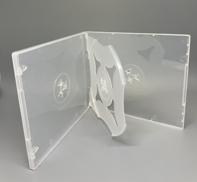 10 NEW 10MM CD DVD POLY QUAD (4) CASE BOX w SLEEVE, CLEAR, MADE IN US, 1154Q