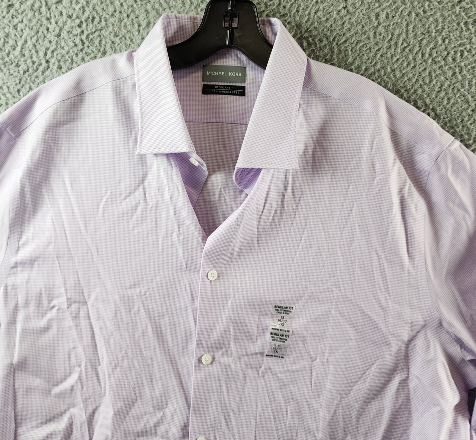 Michael Kors Ultra Wrinkle Free Dress Shirt Men's 2XL 18 36-37 Lilac - Picture 4 of 15