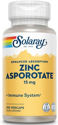 Solaray Zinc Asporotate 15mg Chelated Complex | Immune & Endocrine Support, Cell