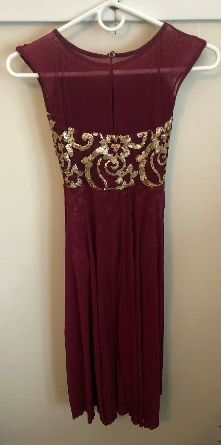 Weissman Girls Dance Costume Burgundy Style #7661 Size Child Medium