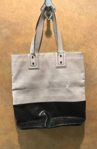 BCBGeneration Gray Black Two Tone Medium Shoulder Shopper Tote Bag Purse