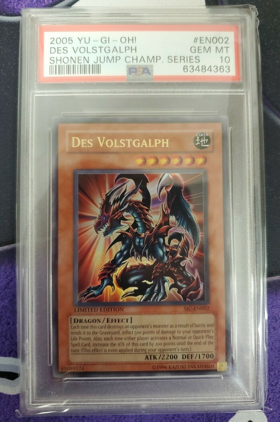 Yugioh PSA 10 GEM MINT Des Volstgalph SJC-EN002 Shonen Jump Yugioh PSA 10 GEM MINT Des Volstgalph SJC-EN002 Shonen Jump