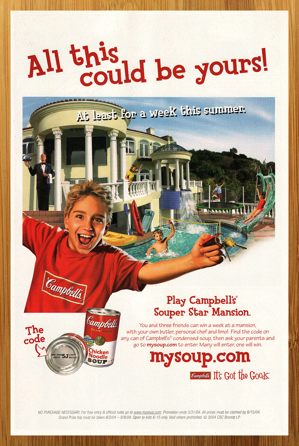 2004 Campbell's Chicken Noodle Soup Print Ad/Poster 90s 00s