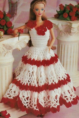 VALENTINE DOLL DRESS FASHION DOLL DIGEST SIZE CROCHET PATTERN INSTRUCTIONS