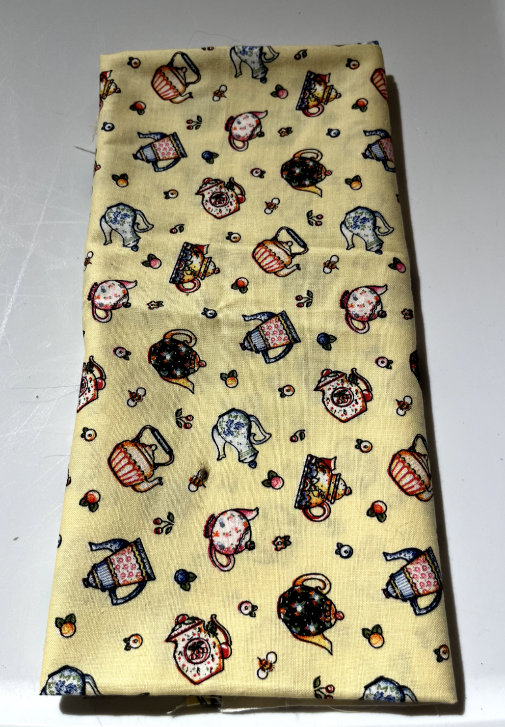 Tossed Cherries Flowers Yellow Bkground .5 Yd