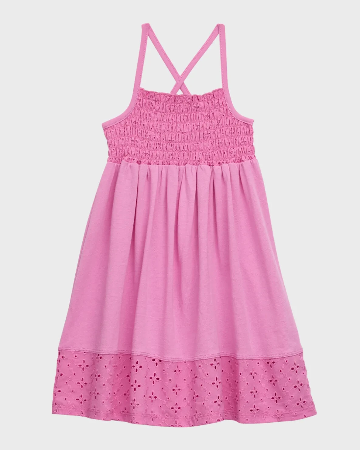 Splendid Eyelet Smocked Dress Girl's 14 Pink Square Neck Pullover - Picture 1 of 15