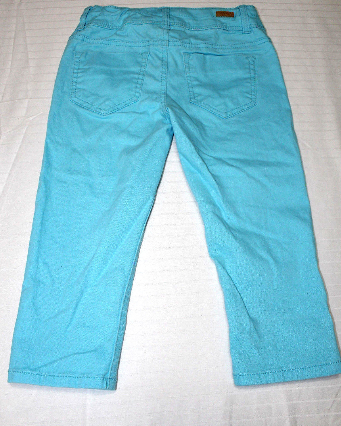 Red Camel Girls 10 Baby Blue Pants Jeweled Front Buttons Pockets Cotton Spandex