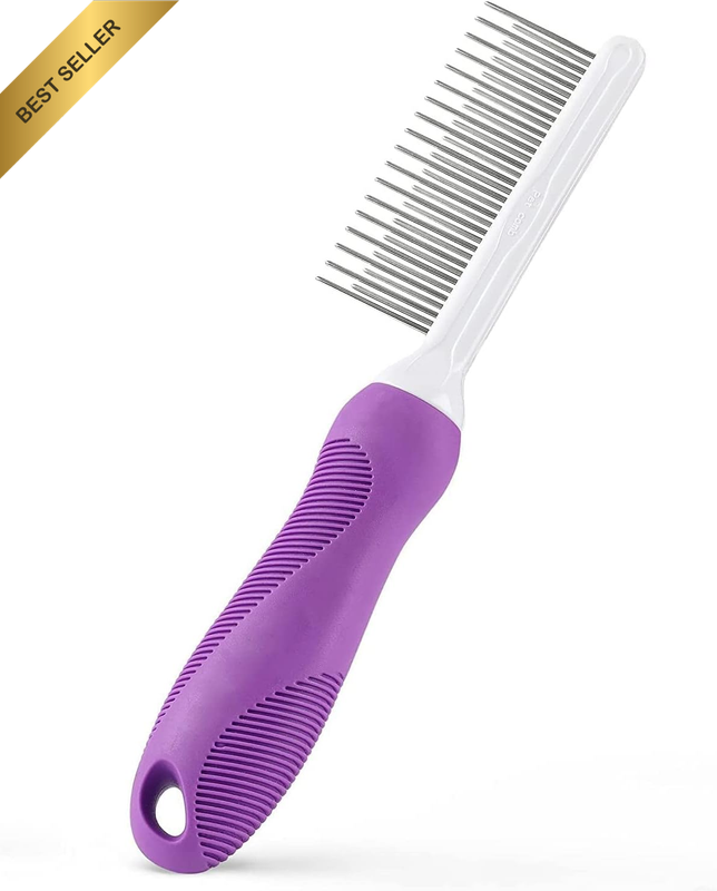 Detangling Pet Comb with Long & Short Stainless Steel Teeth for Removing Matted