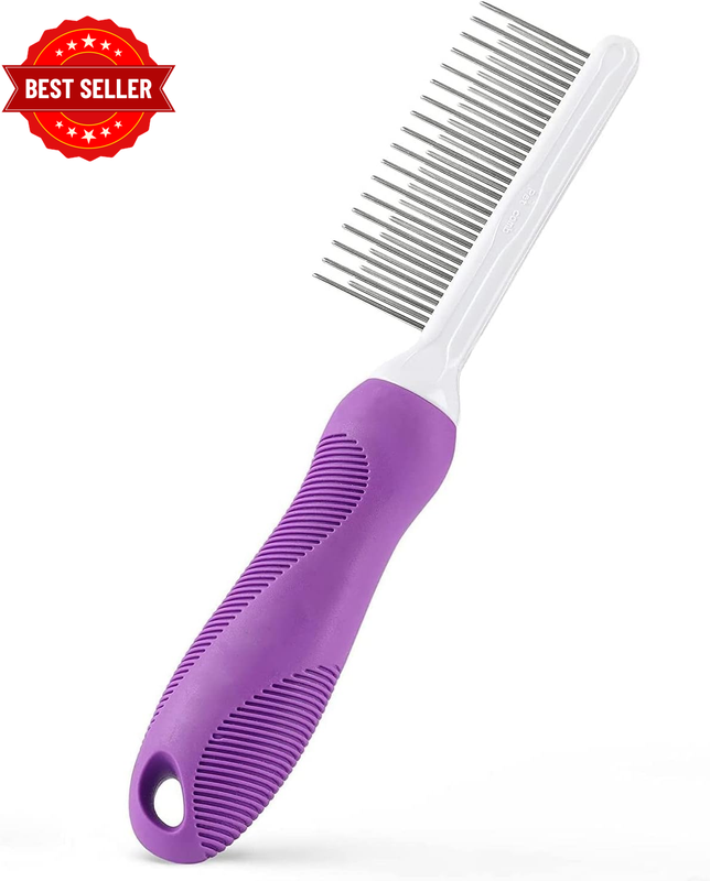 Detangling Pet Comb with Long & Short Stainless Steel Teeth for Removing Matted 