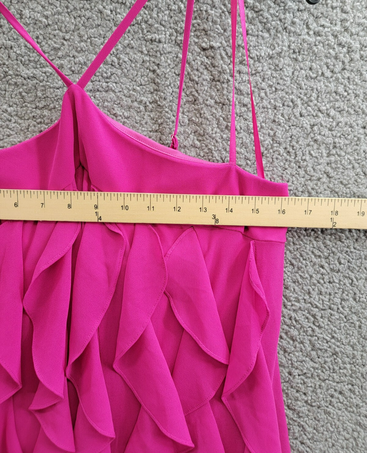 AQUA Corkscrew Ruffle Halter Mini Dress Women's 10 New Fuchsia Back Zip Closure - Picture 5 of 15