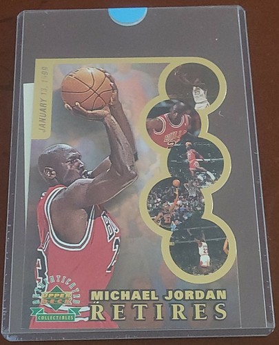 レア90S UPPERDECK JORDAN RETIREMENT CARD RARE 22kt Jordan Retires Upper Deck Limited Edition 24,500