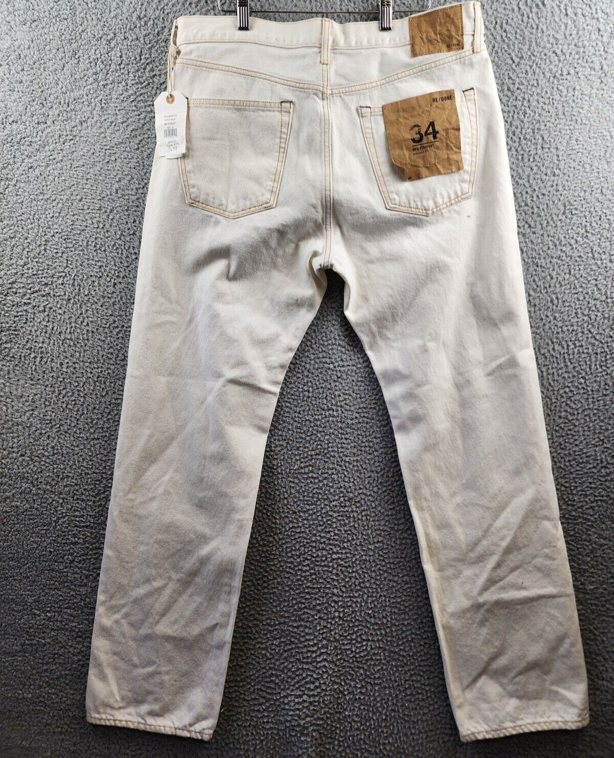 Re/done 50s Straight-Leg Jeans Men's 34 Faded White Pockets Button Zip Closure - Picture 12 of 15