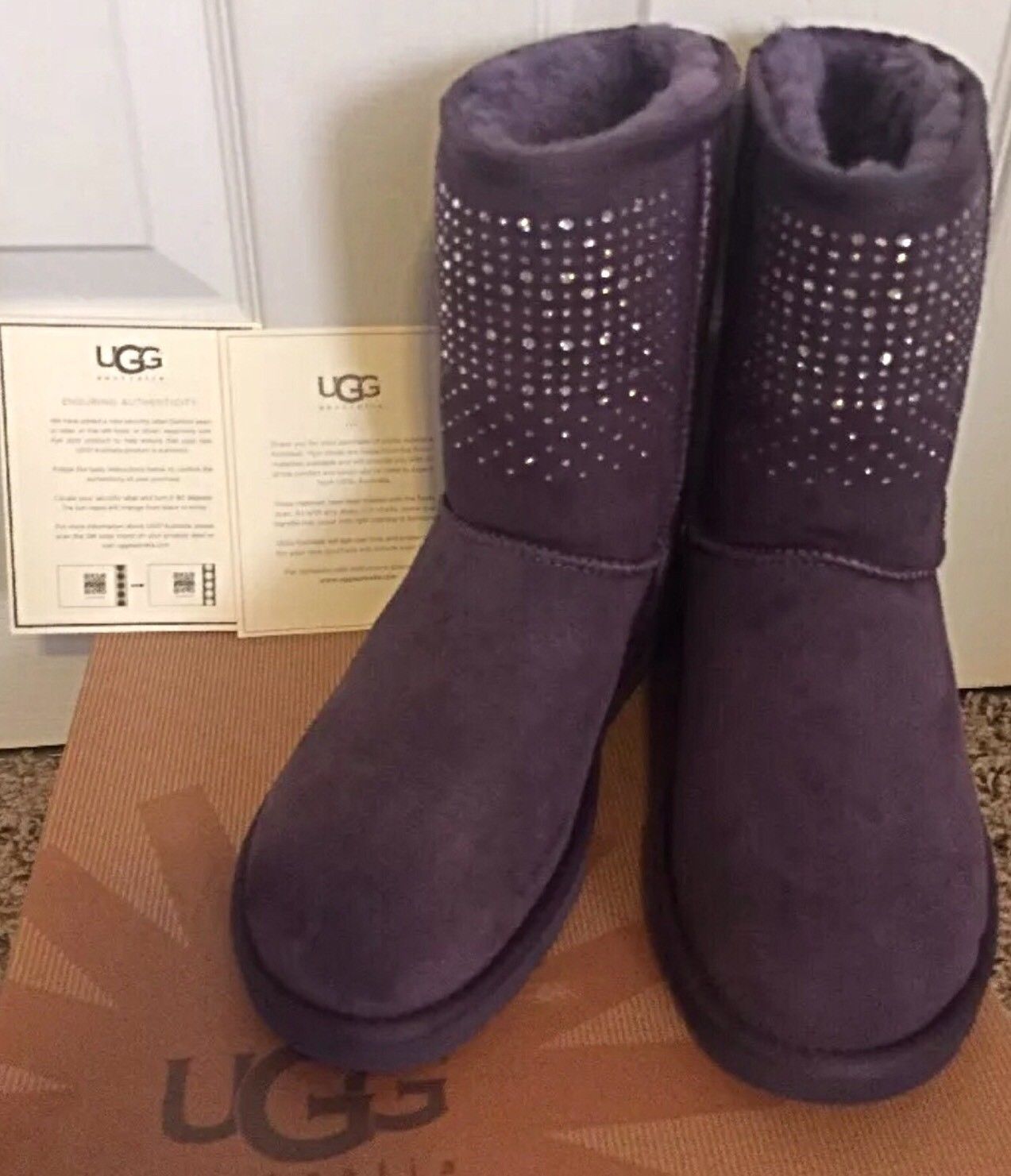 NWB UGG Classic Short Bling Boots Purple Swarovski Crystals
