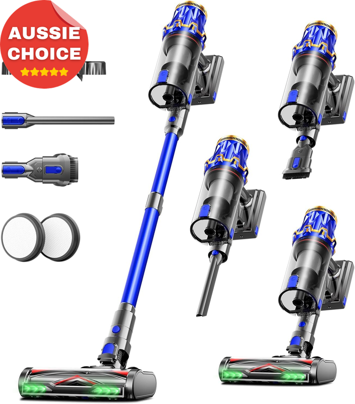 Cordless Vacuum Cleaner 55KPA 650W 70 Min Runtime Self-Standing Pet Hair Blue