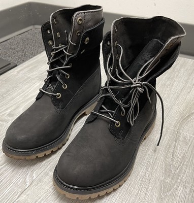 Женские ботинки Timberland Double Fold Down, черный нубук (TB0A198Q) - 5.5