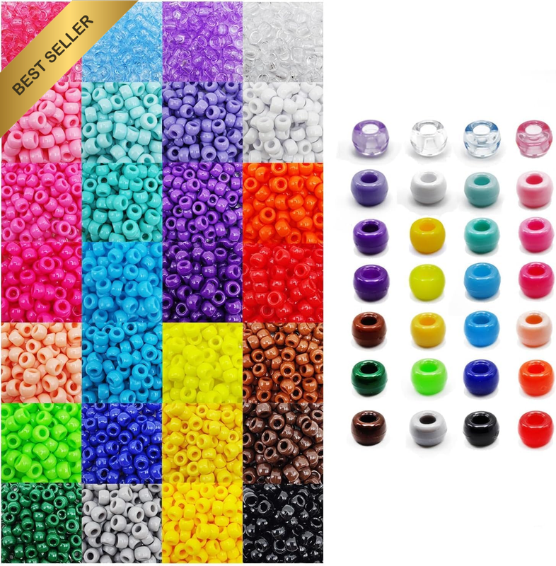 4200 Pc 28 Color Pony Beads 6x9MM Plastic Bracelet Hair Braids