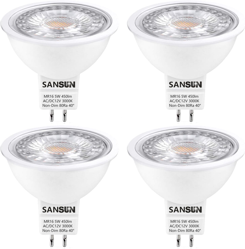 5W MR16 LED Bulbs, 12V 50W Replacement, GU5.3 Bi-Pin Base, S