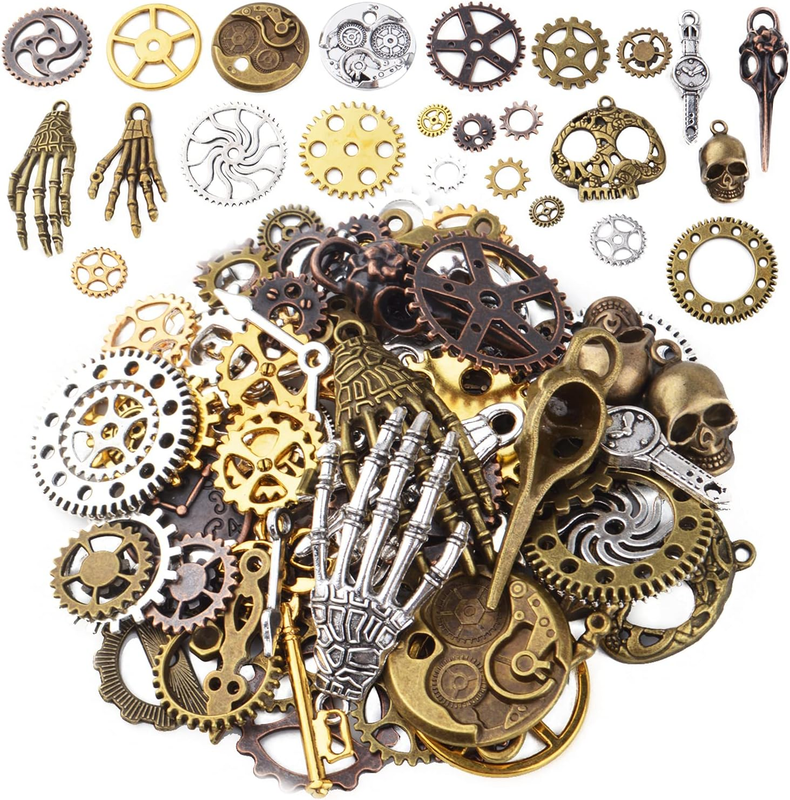 100G(Approx 76Pcs) Assorted Colors Antique Metal Steampunk Clock Gear Cog Wheel