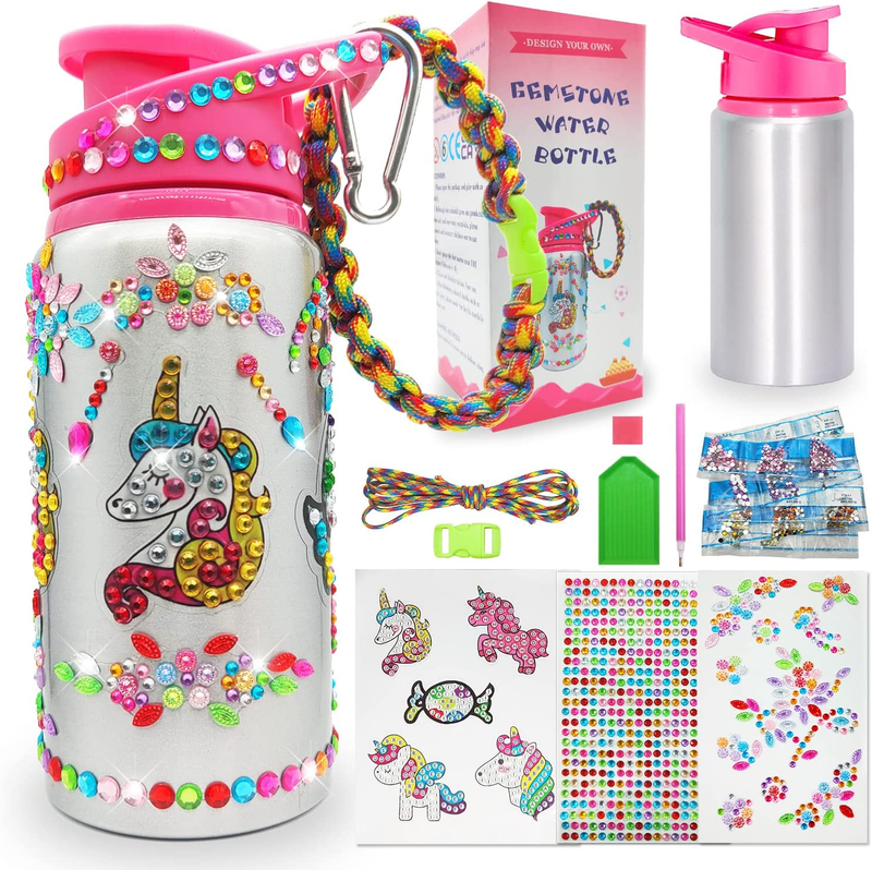 7July Decorate Your Own Water Bottle Kits for Girls Unicorn Gem Diamond Painting