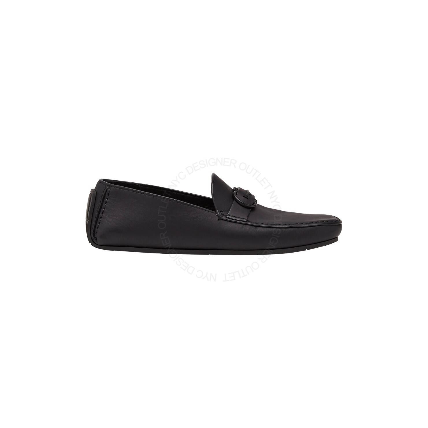 Pre-owned Ferragamo Salvatore  Palinuro Black Driver Leather Shoe Sizes 5-13