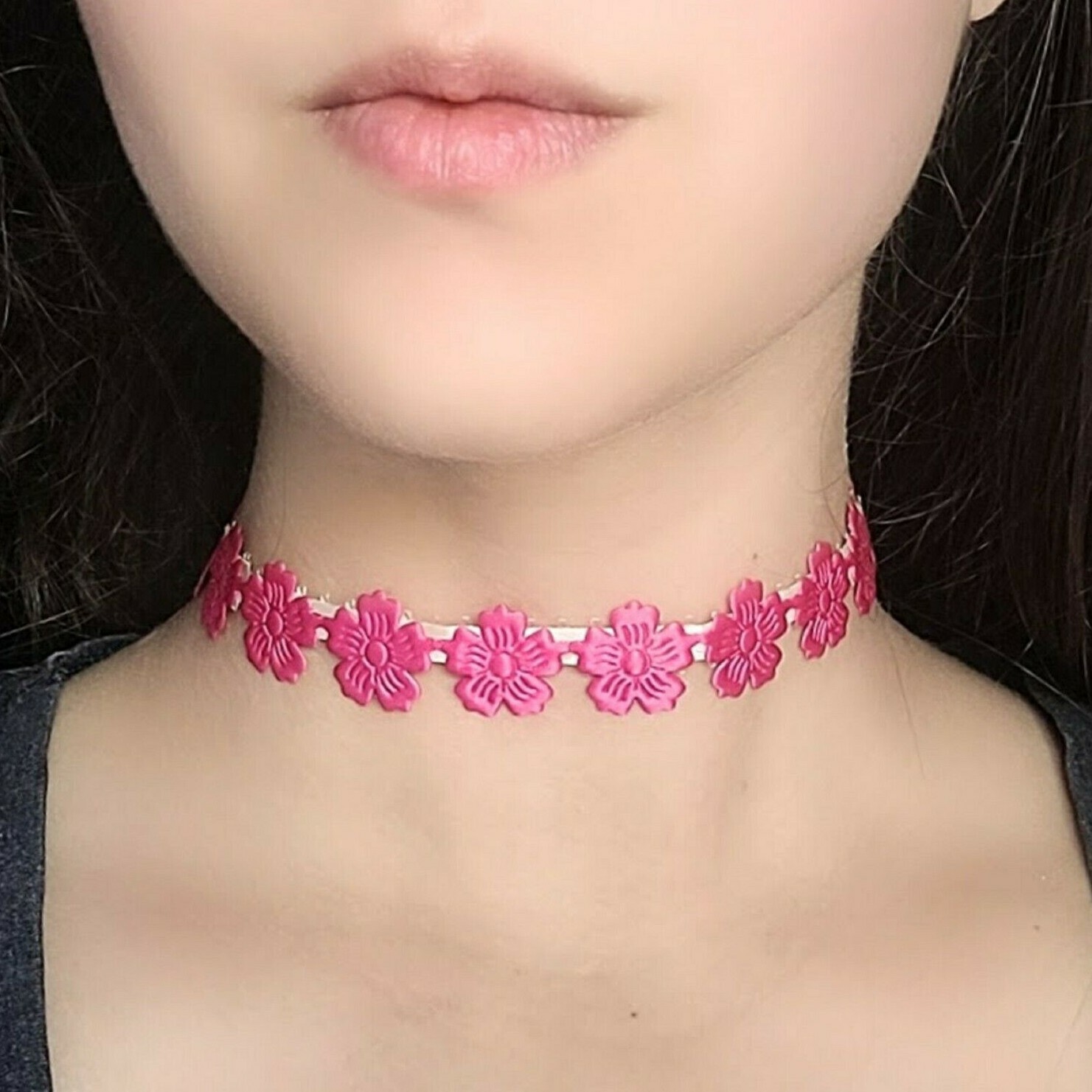 ラムシェ　Flower choker Pink Sakura Flower Choker / Pastel Pink Choker / Light Pink