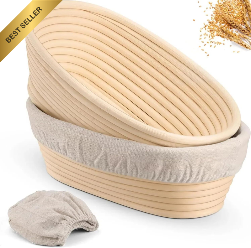 2PCS Oval Silicone Foldable Proofing Basket Sourdough Dough Bowl